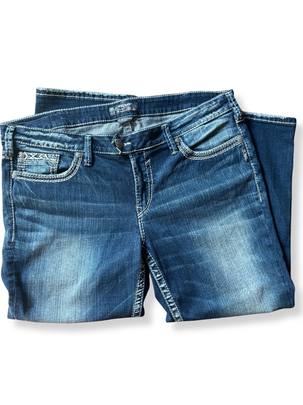 Silver Jeans Tuesday Mid Capri Crop Jeans Women’s 40x24.5 Dark Wash Stretch